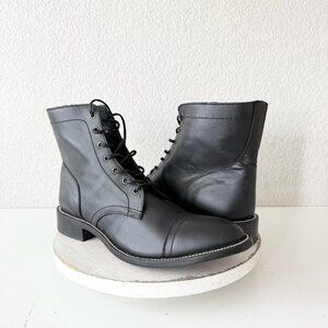 NEW Lane Mens Black Ankle Boots Size 13 Lace-up Short Boot Casual Leather Sole